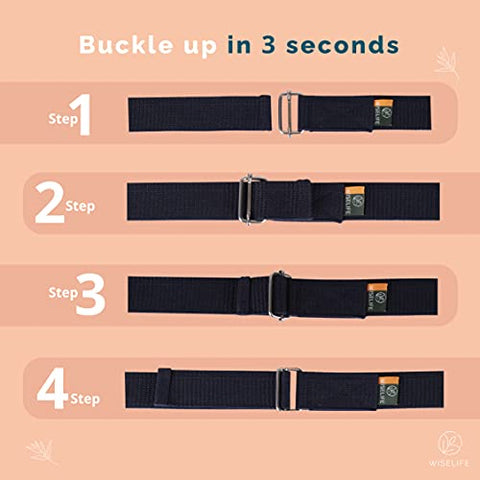 Image of WiseLife Yoga Stretch Belt/Strap - Navy Blue | Best for Daily Stretching, Yoga, Pilates, Physical Therapy, Fitness | 8 Feet Premium Cotton Strech Band