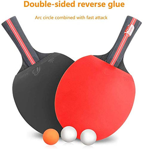 Image of Allnice Ping Pong Paddle Set with Balls, 2 Rackets and 3 Ping Pong Balls Table Tennis Set with Carry Case for Beginners, Professionals, Trainers and Amateurs, Indoor or Outdoor Play