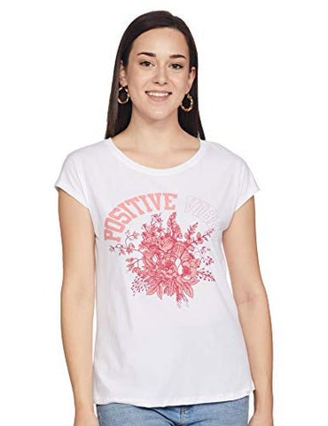 Image of Jockey Women's Plain Regular fit T-Shirt (AW54_White Large)