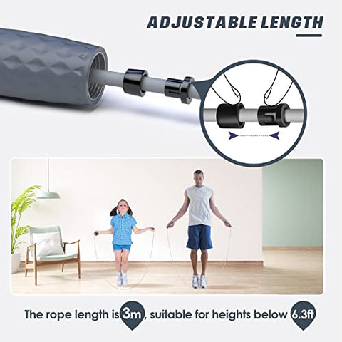 Image of PROIRON Weighted Skipping Rope (GRAY)1LB, Weighted Jump Rope Extra Thick 7mm, Skipping Rope Adult for Women Men, Heavy Jump Rope for Exercise, Boxing, Fitness (Adjustable Speed Rope 3M Long)