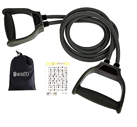 Image of Mossto Double Toning Resistance Tube Heavy Quality Exercise Band for Stretching, Full Body Workout, Home Gym and Toning with Bag for Men and Women (Black)