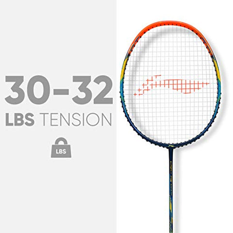 Image of Li-Ning G-Force 3700 Superlite (AYPQ088-5) Carbon Fiber Strung Badminton Racquet (Navy/Orange) with Free Full Cover, Set of 1