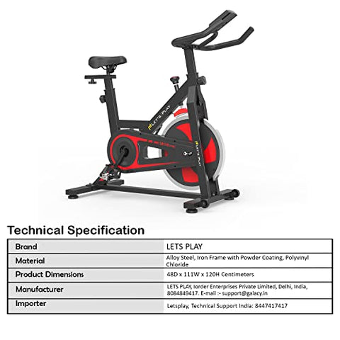Image of LETSPLAY® Indoor Upright Exercise Bike with Matt Black Frame Handlebar Aluminum Pedals Ergonomic Seat for Home, Workout & Cardio Training