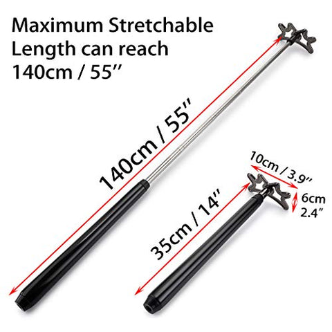 Image of OwnMy Retractable Billiards Bridge Stick with Removable Bridge Head and Wood Handle, Pool Stick Length extends up to 35CM - 140CM, Billiards Pool Cue Accessory (Black)