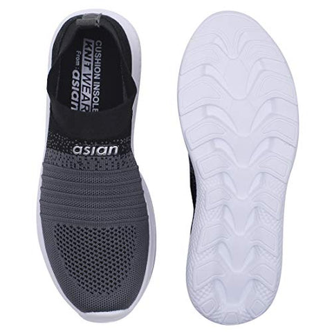 Image of ASIAN Women's Elasto-02 Grey Knitted,Sports,Walking,Slipon Shoes UK-4