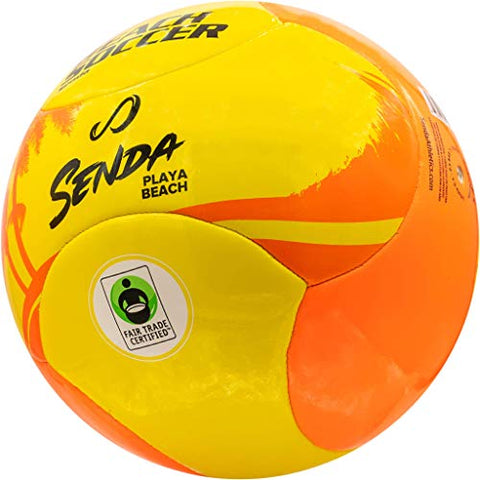Image of SENDA Playa Beach Soccer Ball, Fair Trade Certified, Orange/Yellow, Size 4 (Ages 8-12)