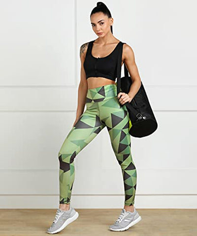Image of Rock Paper Scissors Premium Gym wear/Active Wear Tights Strechable Leggings Yoga Pants Gym Tight Geometric Green