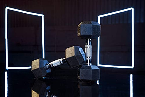 Image of The Cube Club Rubber Coated Hex Dumbbells (Pair) for Men & Women for Home Workout (5.0)