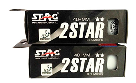 Image of STAG Two Star Plastic Table Tennis Ball, Size 40 mm, (White)