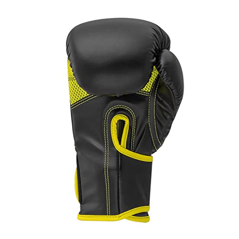 Image of adidas Boxing Gloves - Hybrid 80 - for Boxing, Kickboxing, MMA, Bag, Training & Fitness - Boxing Gloves for Men & Women - Weight (10 oz, Black/Yellow)