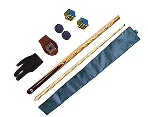 Image of Laxmi Ganesh Billiard Combo of Ash Wood Snooker and Pool Bridge Cue; 2-Chalks; 2-Tips; 1-Chalk Holder; 1-Half Cover; 1-Glove
