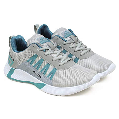 Image of ASIAN Men's Bouncer-01 Grey Firozi Sports Latest Stylish Casual Sneakers,Lace up Lightweight Shoes for Running, Walking, Gym UK-6