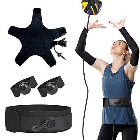 Image of TOBWOLF Volleyball Training Equipment Aid, Elastic Self-Training Volleyball Resistance Band with Adjustable Waist Belt & Ball Pouch & Hand Strap for Practicing Serving, Spiking, Arm Swing Passing