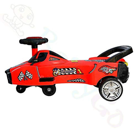Image of BabyGo Baby Furrari Swing Magic Car Ride On for Kids with Music and Light (Red)