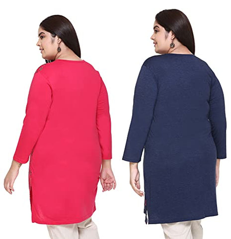 Image of In Love Women's Printed Tshirts(Queen Pink : : Heather Blue,5XL,Pack of 2)