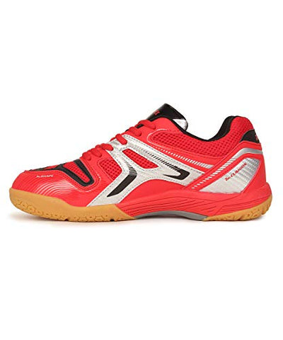 Image of YONEX AE 10 Non Marking Badminton Shoes, UK 7.5 (Bright Red/Silver)