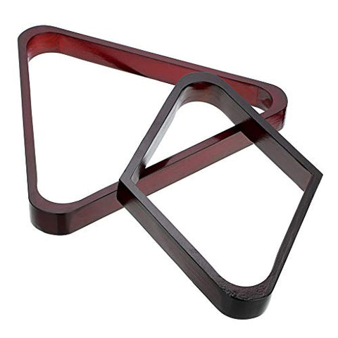 Image of OwnMy Set of 2 Wooden Billiard Ball Rack Set, Vintage Solid Wood Billiard 8-Ball Triangle Rack & 9-Ball Diamond Rack Table Pool Ball Racks (Red)