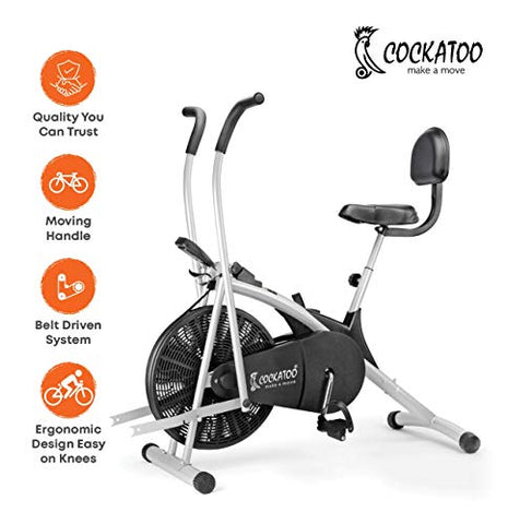 Image of Cockatoo AB06WBC Steel Exercise Bike with Moving Handle, Back Support and Adjustable Cushioned seat(DIY, DO It Yourself Installation)