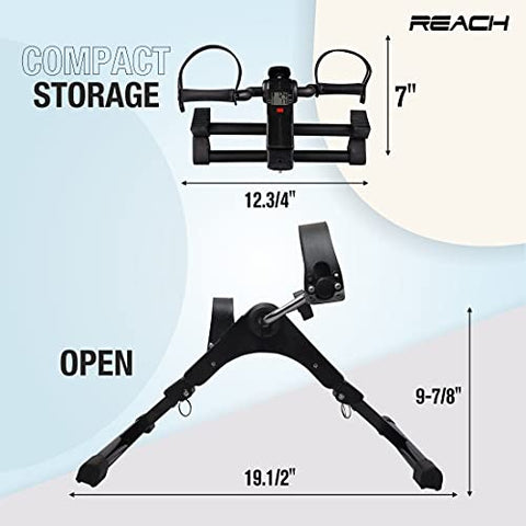 Image of Reach Digital Pedal Exercise Machine Mini Fitness Cycle with Fixing Strap, Adjustable Resistance and LCD Display - Fits Under Desk and suitable for Light Exercise of Legs & Arms, and Physiotherapy at Home