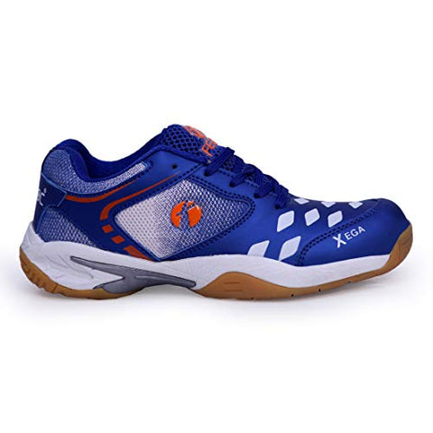 Image of FEROC Men's Yellow, White, Blue Polyurethane Badminton Shoes - 9