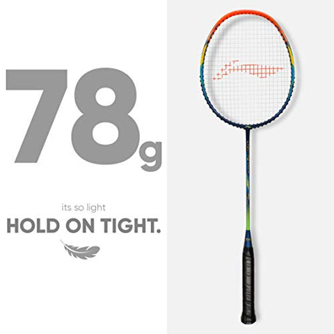 Image of Li-Ning G-Force 3700 Superlite (AYPQ088-5) Carbon Fiber Strung Badminton Racquet (Navy/Orange) with Free Full Cover, Set of 1