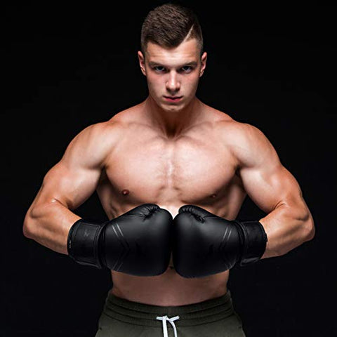 Image of Trideer Pro Grade Boxing Gloves, Kickboxing Bagwork Gel Sparring Training Gloves, Muay Thai Style Punching Bag Mitts, Fight Gloves Men & Women (All Black, 12oz)