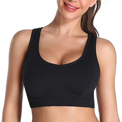 Image of MIRITY Padded Strappy Sports Bras for Women Comfortable Activewear Workout Bra Color Black Grey Size L
