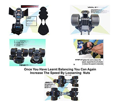Image of Jaspo Tenacity Adjustable Senior Roller Skates Suitable for Age Group 6 to 14 Years (Black)