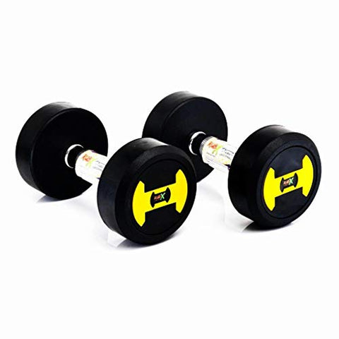Image of RUBX Rubber Coated Professional Round Dumbbells, (Black, Pack of 2) (Yellow, 2.5 Kg x 2pc (Total = 5 kg))