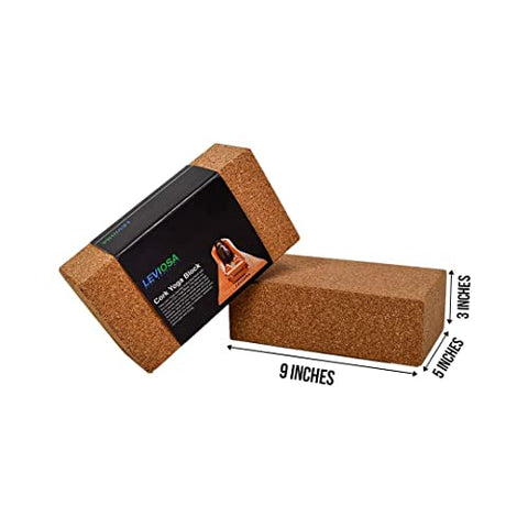 Image of LEVIOSA Cork Yoga Block, 9 x 5 x 3 Inch , Brown