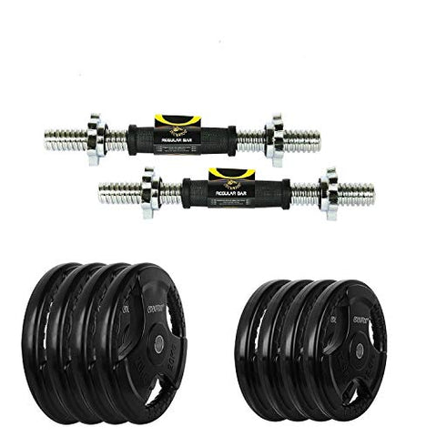 Image of Cockatoo (10 Kg-20 Kg) Professional Dumbbells Set With Regular Metal Integrated (31 mm) Rubber Plates, Dumbbells Kit (10)