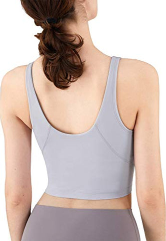 Image of Women Racerback Sports Bras Camisole High Impact Workout Gym Activewear Yoga Tank Top, Ice Purple Ash, Large