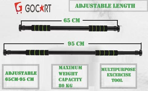 Image of GOCART WITH G LOGO Nonslip Carbon Steel Doorway Gym Bar, Pull-up Bar for Home, Mountable, Adjustable in Length, (Green, Size 63-95)
