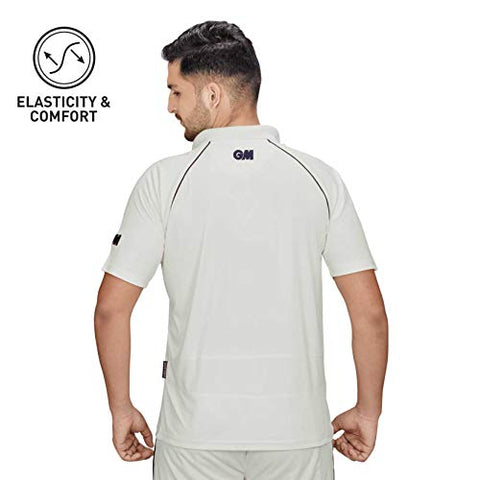 Image of GM 7205 Half Sleeve Cricket T-Shirt Size-X-Large (White/Navy)