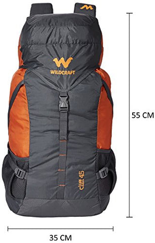 Image of Wildcraft 45 Ltrs Grey and Orange Rucksack (8903338073864), Large