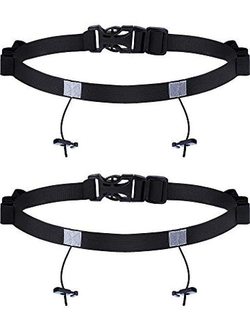 Image of Jovitec 2 Pieces Race Number Belt with 6 Gel Loops for Running Cycling Triathlon Marathon (Black)