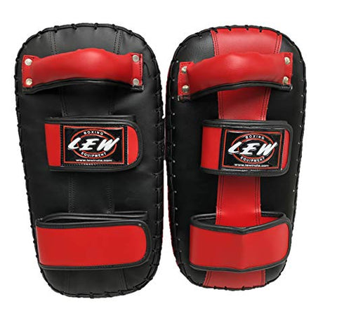 Image of LEW Synthetic Leather Muay Thai MMA Kickboxing Training Single Piece Kick Focus Pads (Red)