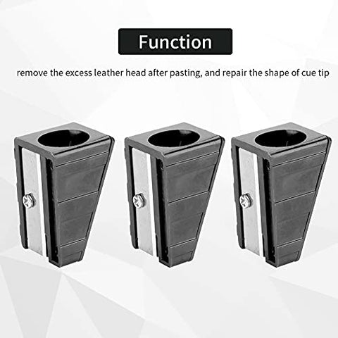 Image of VGEBY 3Pcs Billiards Pool Cue Tip Shaper Tool, Portable Cue Tip Trimmer Shaper Tapper Repair Tool Accessory(Black)