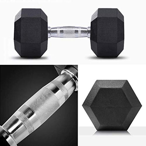 Image of Hexa Fitness Hex Dumbbells (7.5 kg X 2) 15 kg Set, Fitness Heavy Duty Solid Caste Iron and Rubber Coated Material