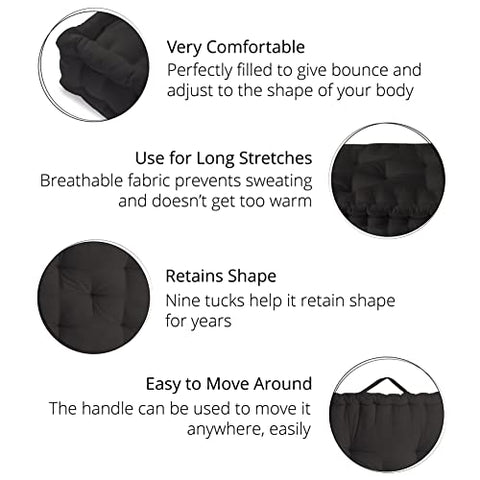 Image of Encasa Homes Square Floor Cushions 50 x 50 x 10 cm - Charcoal Grey - Solid Dyed Canvas with Cotton Filler, Large Size for Seating, Meditation, Yoga, Pooja, Guests, Living Room, Bedroom