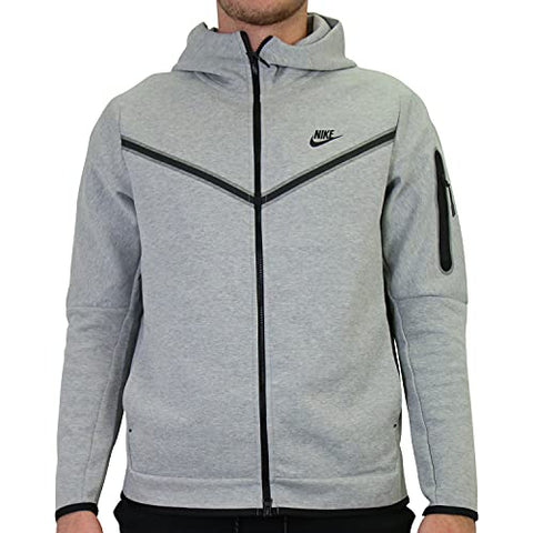 Image of Nike M NSW Tch FLC Hoodie Fz Wr Joggers & Tracksuits Men Grey/Black - S - Jackets Pants