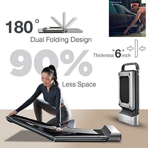 Image of SPARNOD FITNESS STH-3050 5.5 HP Peak Motorised Under Desk Walking Pad Treadmill for Home Use Pre-Installed with Interactive LED Display, Foot Sensing Speed Control, Remote and App Control (Black)