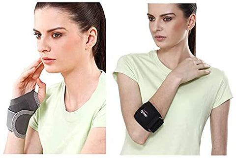 Image of Tynor Wrist Brace With Thumb(Compression,Immobilization,Pain Relief)-Universal Size & Tynor Tennis Elbow Support(Pain Relief,Forearm,Elbow)-Medium