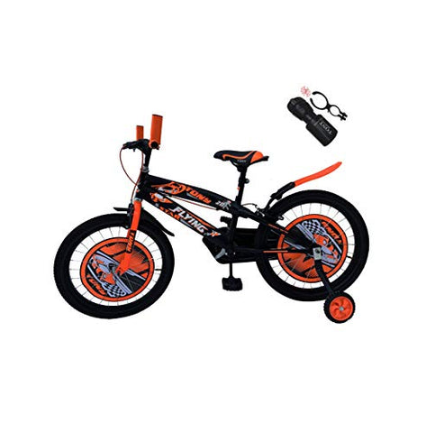 Image of RAW BICYCLES 20T Sports BMX Single Speed 14 Inches Steel Frame Road Bike Kids Bicycle/Cycle for 7 to 10 Years Boys & Girls Semi Assembled Tyre and Tube with Training Wheels (Orange)