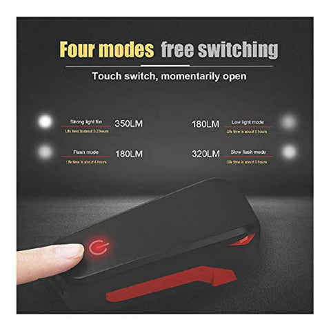 Image of FASTPED 350LM 3 Modes Standard USB Charging 2000mAh Battery Bike Light with 120db Horn Single Item (Multicolor)