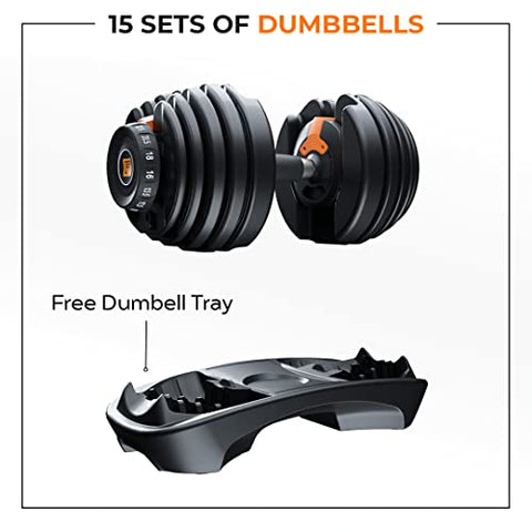 Image of Flexnest Adjustable Iron Dumbbells Set, Designed-in-Germany, Easy Weight Adjustment (2.5Kg-24Kg), Home Workout, Gym Exercise Set For Men & Women, 24Kg, Set of 2 (Black)