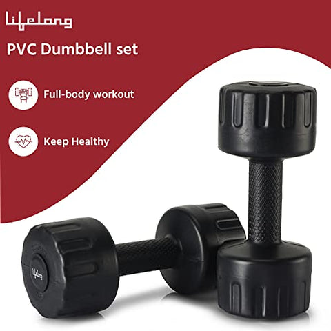 Image of Lifelong PVC Dumbbells Pack of 2 for Home Gym Fitness Barbell, Workout at Home; for Resistance Training; Easy Grip and Anti- Slip Dumbbells (6 Month Warranty)