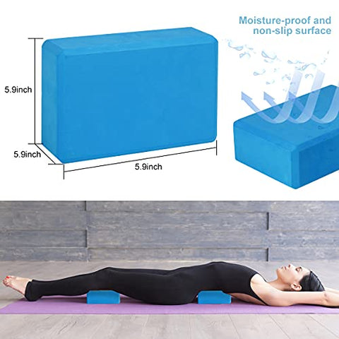 Image of Futurekart Yoga Blocks EVA Foam Block to Support and Deepen Poses, Improve Strength and Aid Balance and Flexibility 2 in 1 Set (Blue)