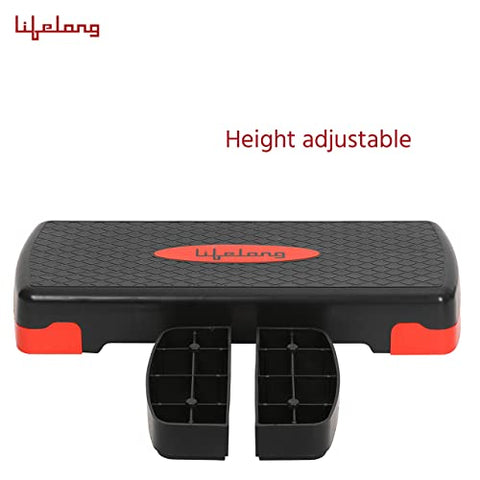 Image of Lifelong Polypropylene Adjustable Home Gym Exercise Fitness Stepper for Exercise Aerobics Stepper with 3 Height Adjustments| Max Weight 200kg (Black & Red)