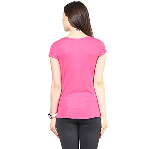 Image of berge' Ladies Polyester Dry Fit Western Shirts & Tshirts for Women, Quick Drying & Breathable Fabric, Gym Wear Tees & Workout Tops (Pink Colour) Large